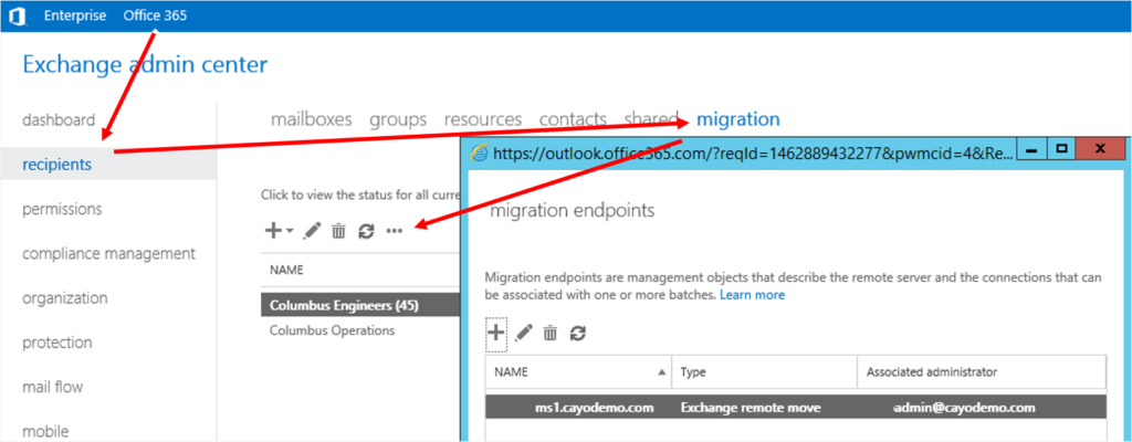 Office 365 Migration Preparation configure Migration Endpoints